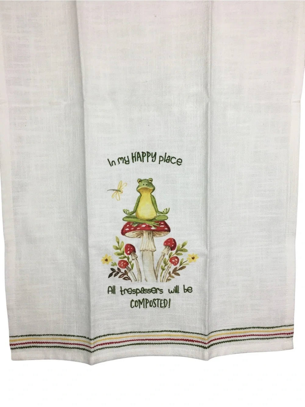 KAY DEE DESIGNS Cotton Dish Towel Frog Funny In My Happy Place Kitchen Decor